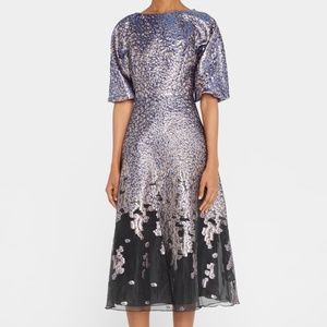 Rickie Freeman for Teri Jon Puff-Sleeve Jacquard Cocktail Dress